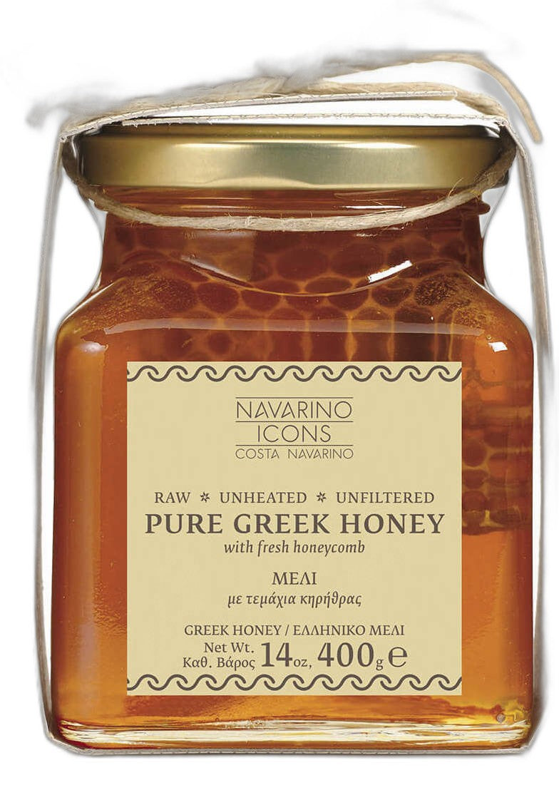 Μέλι Ελληνικό Με Κηρήθρα 400 gr, Navarino Icons
